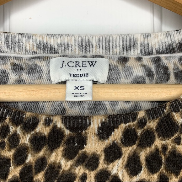 J.Crew Factory Leopard Animal Print Teddie Sweater Crewneck Cotton Sz XS - Picture 7 of 8